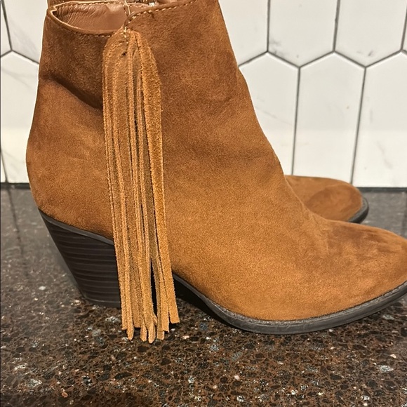 Mossimo Women's Fringe Ankle Boots Booties Side Zipper Brown Size 6 - Picture 5 of 9
